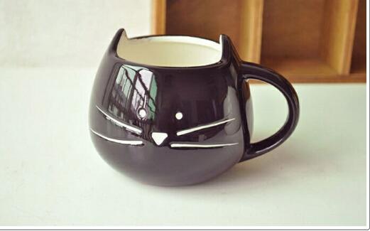 The ceramic mark cup creative cute simple couple to a cup of milk coffee cup black and white cat