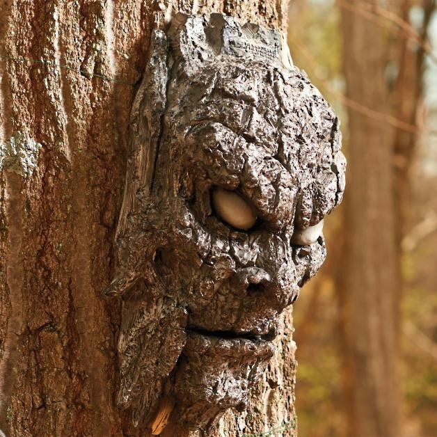 Creative Resin Tree Faces Decor Outdoor Whimsical Paw Tree Hugger Statues Bark Ghost Face Facial Features Decoration