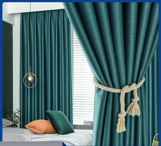 Thickening Double-sided Linen High Shading Jacquard Curtain